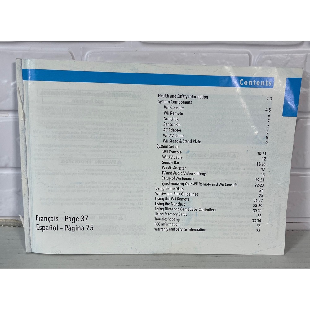 Nintendo Wii Operations Manual System Booklet White Trilingual Guide‎